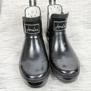 Joules Wellibob Black Rubber Chelsea Slip On Rain Boots Sz 7 Waterproof Minimal